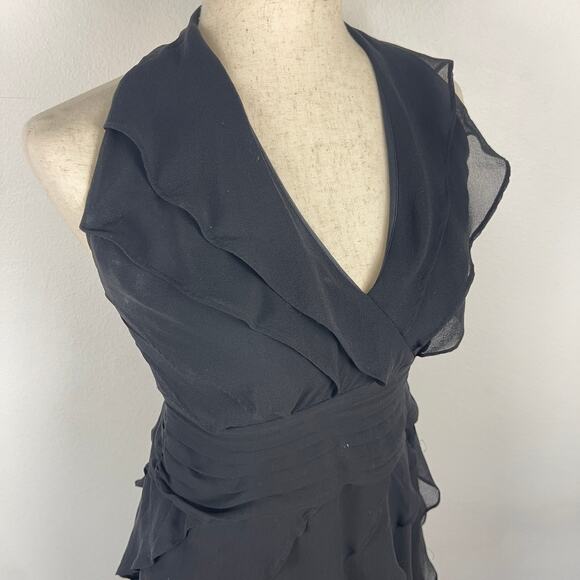 Tadashi Shoji Dress Silk Ruffle Tiered Mini Size 6 Prom Fairy Whimsigoth Y2K - Picture 3 of 12